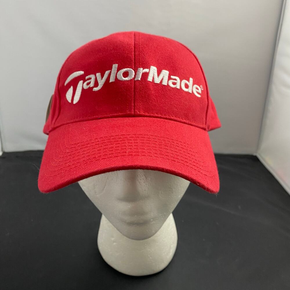 TaylorMade Golf Adjustable Hat Red 100% Cotton One Size Fits All Logo